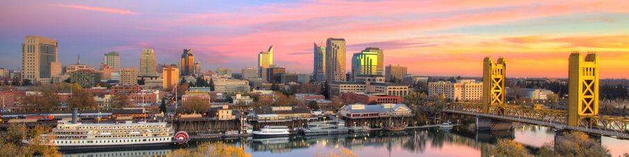 Sacramento waterfront at sunset