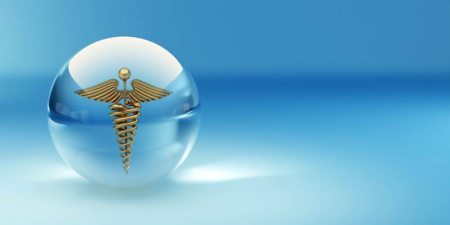 glass ball with healthcare symbol on it